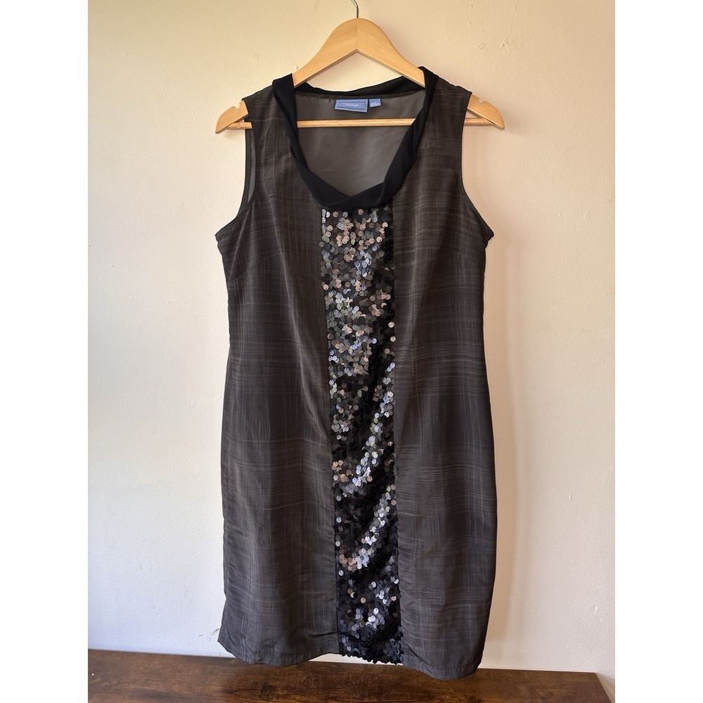 Simply Vera Vera Wang Sequin Front Cowl Neck Dress Gray Black Sleeveless 12